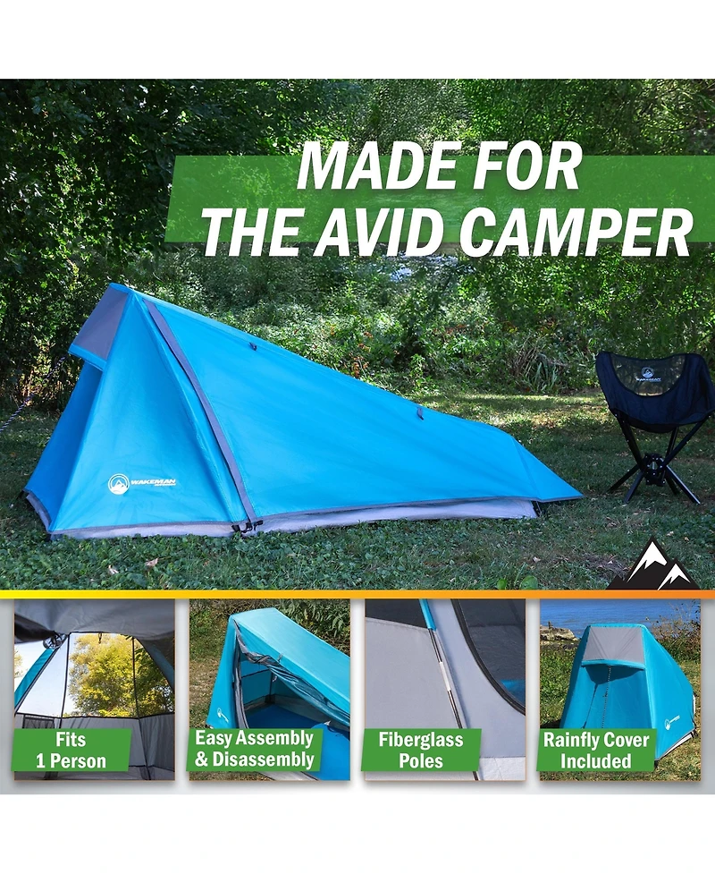 Wakeman Outdoors Single Person Tent Ultralight 1 Person Camping Tent with Rainfly and Carrying Bag Lightweight Outdoor Bivy Bag Shelter