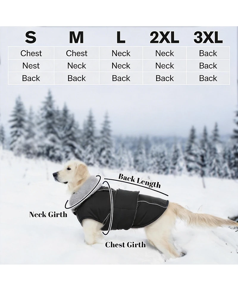Aronkl Reflective Waterproof Dog Jacket with Fur Collar & Adjustable Buckle for Cold Weather