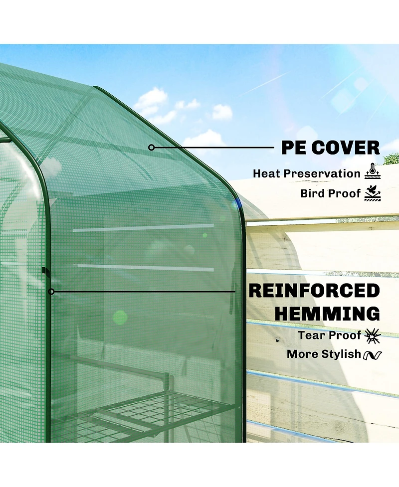 Outsunny house for Outdoors, 6 Shelves with Pe Cover,