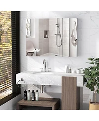 36" Wide Wall Mount Mirrored Bathroom Medicine Cabinet Organizer Mirror Door