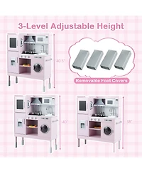 Mecale Pretend Play Kitchen Toy with Range Hood, Ice Maker & Telephone