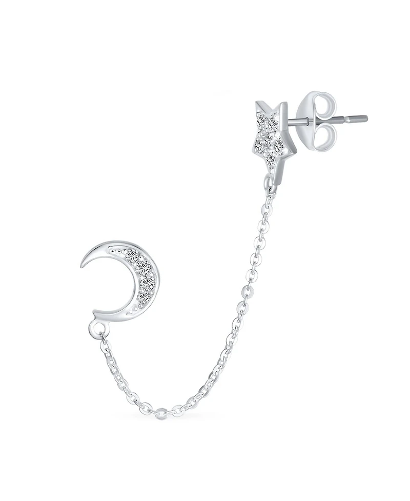 Bling Jewelry Celestial Moon & Star Pierced Cartilage & Ear Lobe Stud Earrings Sterling Silver