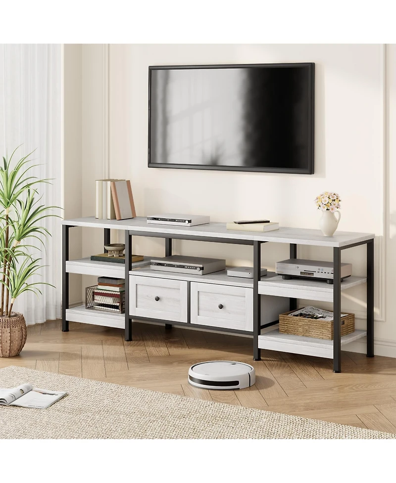 gaomon Industrial Media Console,Rustic Entertainment Center,Metal Frame Tv Stand with Storage DrawerFarmhouse Modern Tv Cabinet