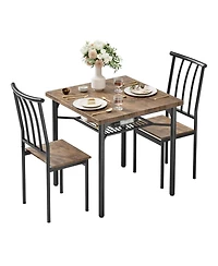 gaomon Rectangular Table Dining Table Set for 2,3 Piece Kitchen Table with Lowe Storage Rack & Built-in Wine Rack