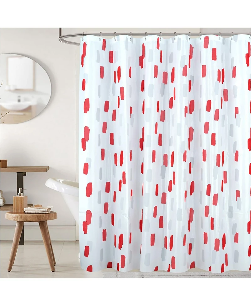 Rt Designers Collection 90 Gsm Printed Peva Glit Brush Stroke 13 Piece Shower Curtain Set 70" x 72"