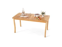 Slickblue 63-Inch Outdoor Dining Table with Umbrella Hole, Farmhouse Style