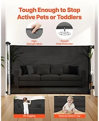 Cozito Retractable Mesh Safety Gate 57" Wide x 38.5" Tall with Security Lock for Stairs and Hallways