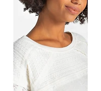 Liverpool Los Angeles Petite Boat Neck Lace Knit Top