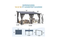 Aecojoy 14'x10' Wall Gazebo with Curtains and Mosquito Netting