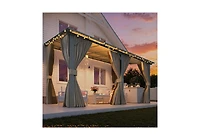 Aecojoy 14'x8' Wall Gazebo with Curtains and Mosquito Netting