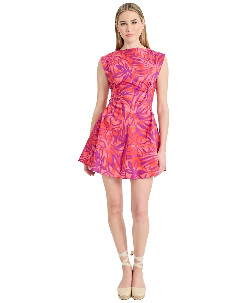 Donna Morgan Women's Extended-Shoulder Collared Mini Fit & Flare Dress