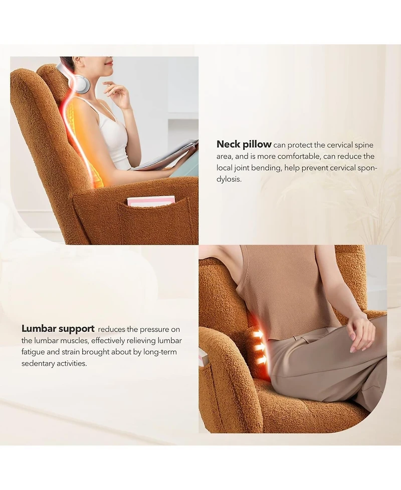 gaomon Teddy Upholstered Rocking Chair, Fluffy Nursery Glider Rocker for Adults, Comfortable Stylish Chair Small Spaces Indoor