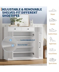 gaomon Shoe Storage Cabinet with 6 Adjustable Shelves and 2 Drawers Freestanding Entryway Shoe Cabinet Wide Shoe Organizer