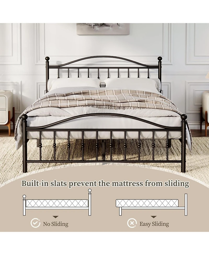 gaomon Full Size Metal Platform Bed Frame, Circular Headboard and Footboard, Heavy-Duty Iron Frame, No Box Spring Needed, Noise-Free Design