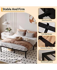 gaomon Bed Frame, 14" Metal Platform Bed Frame, Heavy Duty Metal Bed Frame with Iron Slat Support, Under-Bed Storage, 800 Lbs Weight Capacity