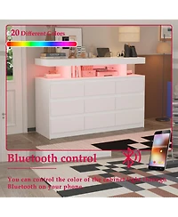 Homsee 9 Drawer Dresser for Bedroom with Led Light and Power Outlet