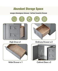 Sillysis 36" Shaker Bathroom Vanity with Resin Sink, 4 Soft Close Drawers & 2 Doors, Ample Storage for Modern Homes