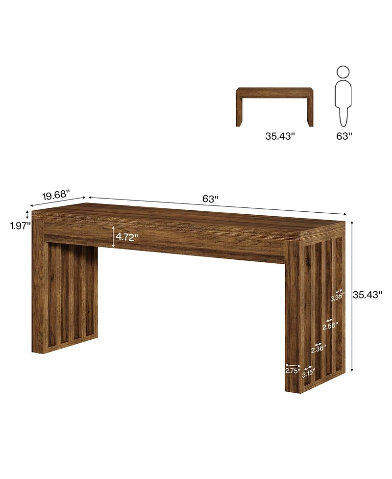 Tribesigns 63-inch Bar Table, Farmhouse Counter Height Pub Dining Table, Rectangular Kitchen Bar Height Table