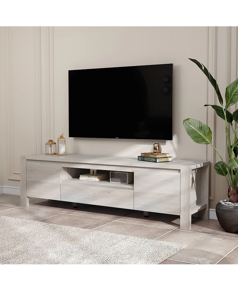 gaomon Tv Stand with Cabinet Doors, Entertainment Center with Adjustable Shelves