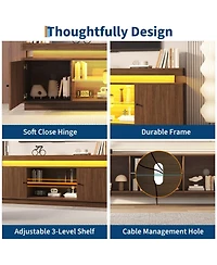 gaomon Tv Stand Entertainment Center with Storage Cabinets,Open Shelves & Power Outlets Media Tv Console Table for Up to 75" Tv