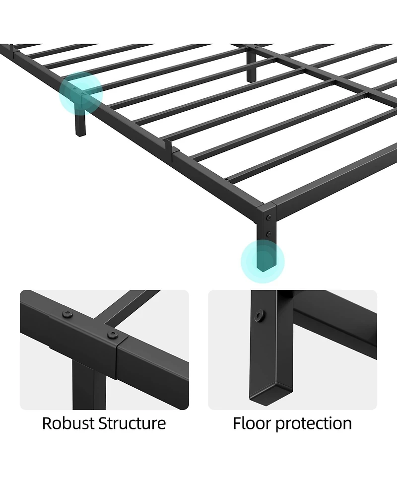 gaomon 8 Inch Black Queen Low Profile Metal Bed Frame-Sturdy Mattress Foundation-Easy Assembly-Noise Free