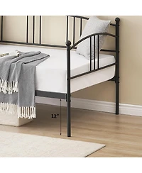 gaomon Daybed with Trundle Twin Arched Headboard Metal Day Bed Steel Slat Support SofaBed for Bedroom Living Room