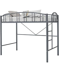 gaomon Twin Metal Loft Bed, Steel Frame, Arched Guardrails, Ladder, Space-Saving