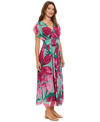 London Times Petite V-Neck Fit & Flare Dress