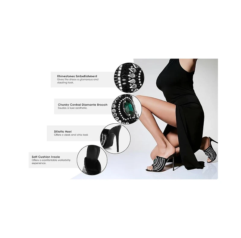 London Rag Women's Boska Metallic Slip On Stiletto Heels