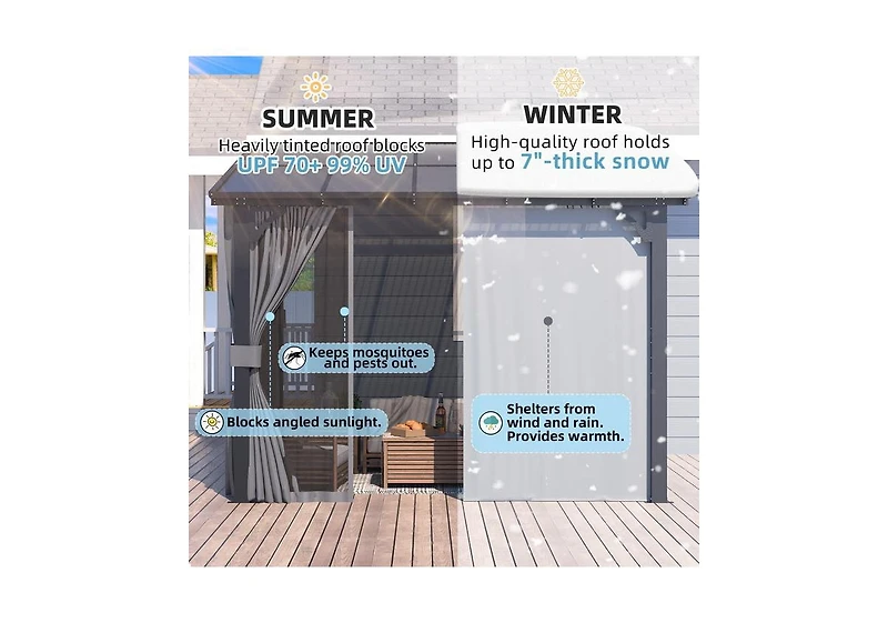 Aecojoy 10'x8' Wall Gazebo with Curtains and Mosquito Netting