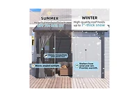 Aecojoy 10'x8' Wall Gazebo with Curtains and Mosquito Netting