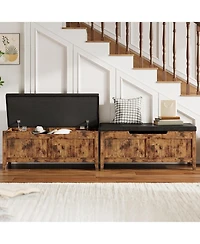 Gaomon Storage Bench with Cushion, Wooden Chest Storage Box with 2 Safety Hinges