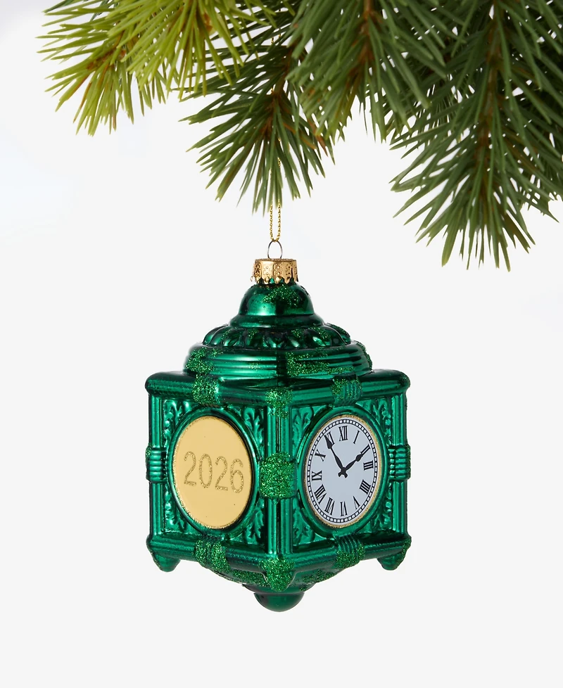 Holiday Lane Marshall Fields Green Clock Ornament, Macy's Exclusive