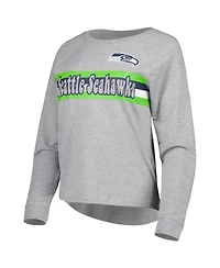 Outerstuff Juniors Heathered Gray Seattle Seahawks All Striped Up Raglan Long Sleeve T-Shirt