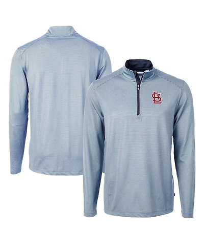 Cutter & Buck Men's Light Blue/Navy St. Louis Cardinals Virtue Eco Pique Micro Stripe Quarter-Zip Pullover Sweatshirt