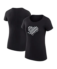 G-iii 4Her by Carl Banks Women's Black Los Angeles Kings Super-Slim Fit Lightweight Heart T-Shirt