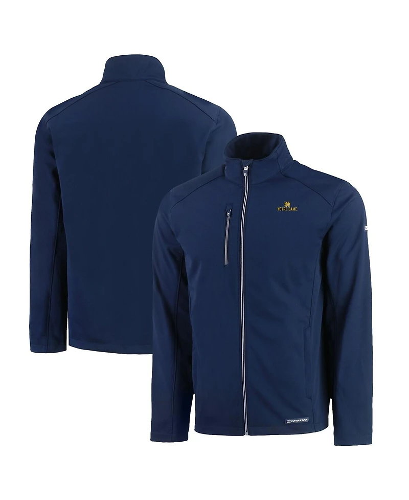 Cutter & Buck Men's Navy Notre Dame Fighting Irish Evoke Eco Softshell Full-Zip Jacket
