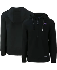 Cutter & Buck Men's Black Buffalo Bills Primary Mark Roam Eco Half-Zip Pullover Hoodie