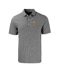 Cutter & Buck Men's Black/White Wyoming Cowboys Forge Eco Double Stripe Stretch Polo Shirt