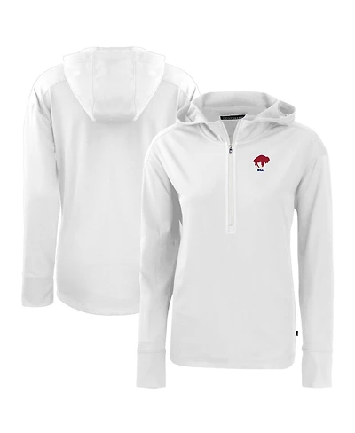 Cutter & Buck Women's White Buffalo Bills Throwback Daybreak Eco Half-Zip Hoodie
