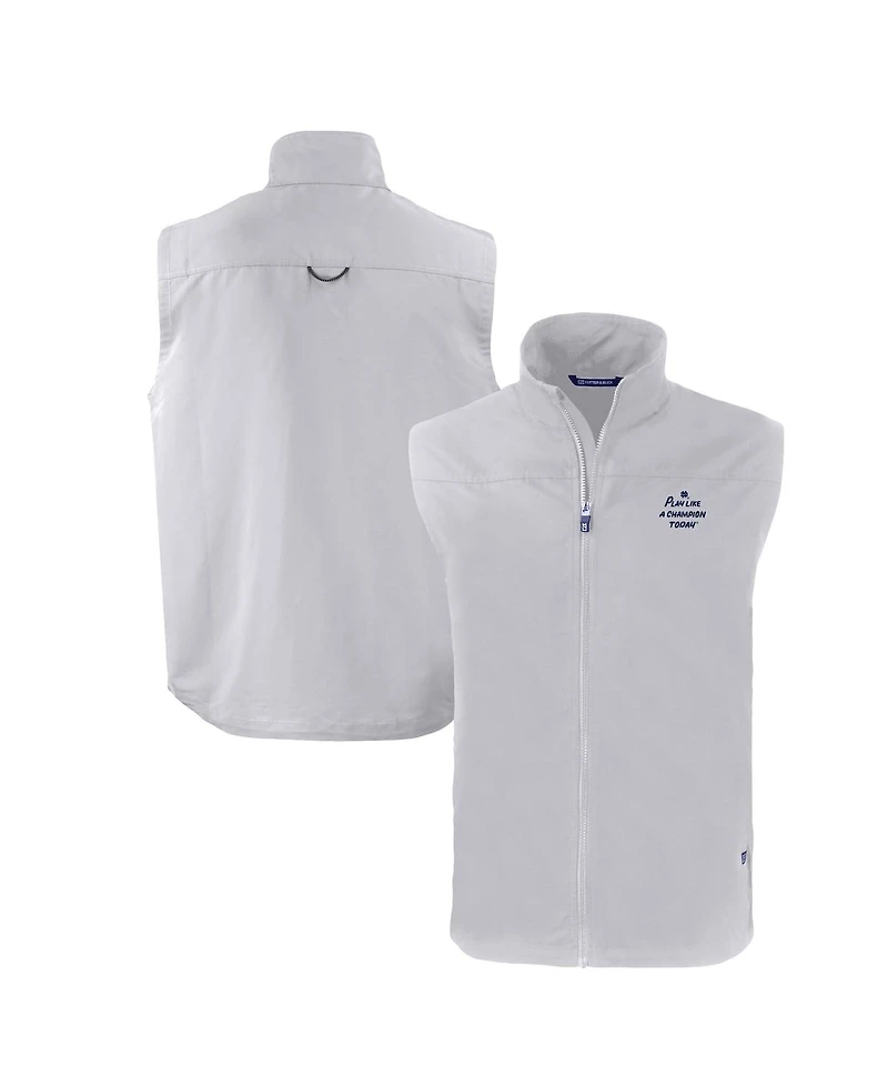 Cutter & Buck Men's Gray Notre Dame Fighting Irish Play Like A Today Charter Eco Full-Zip Vest