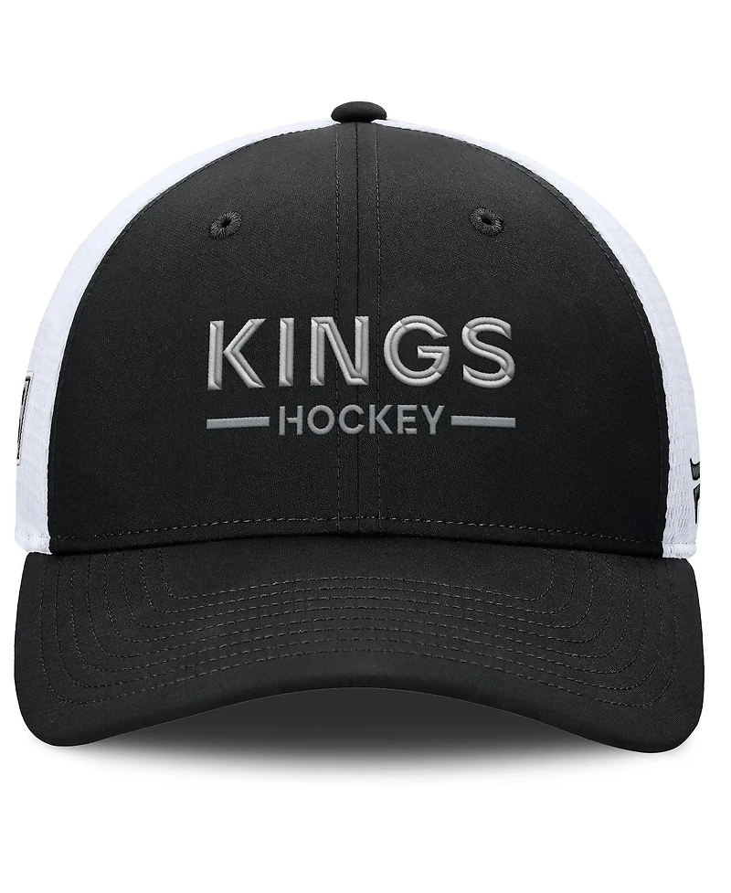 Fanatics Men's Black/White Los Angeles Kings Authentic Pro Rink Lockup Adjustable Trucker Hat