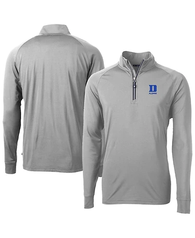 Cutter & Buck Men's Gray Duke Blue Devils Adapt Eco Knit Stretch Raglan Dry Tec Quarter-Zip Sweatshirt
