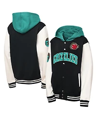 Mitchell & Ness Big Boys and Girls Black Vancouver Grizzlies Hardwood Classics Courtside Fleece Full-Snap Hooded Jacket