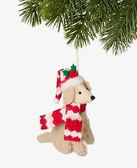 Holiday Lane Pets Golden Dog with Santa Hat Ornament, Macy's Exclusive