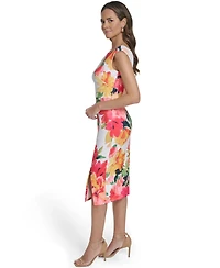 Eliza J Women's Printed Side Slit Midi Sheath Dress