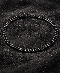 Rhona Sutton Men's Black Plated 316L Stainless Steel Curb Chain Bracelet