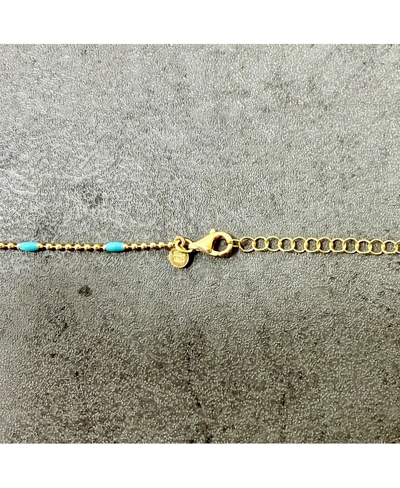 The Lovery Blue Enamel Nugget Bead Necklace 14K Gold-Plated Sterling Silver