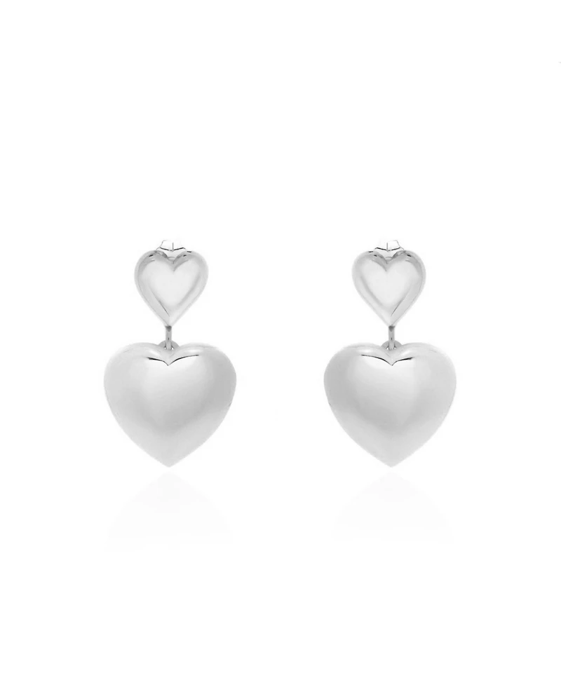 The Lovery Double Heart Drop Earrings Sterling Silver