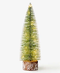 Holiday Lane Northern Lights Green Sisal Tree with Wood Base Led Light-Up Decor